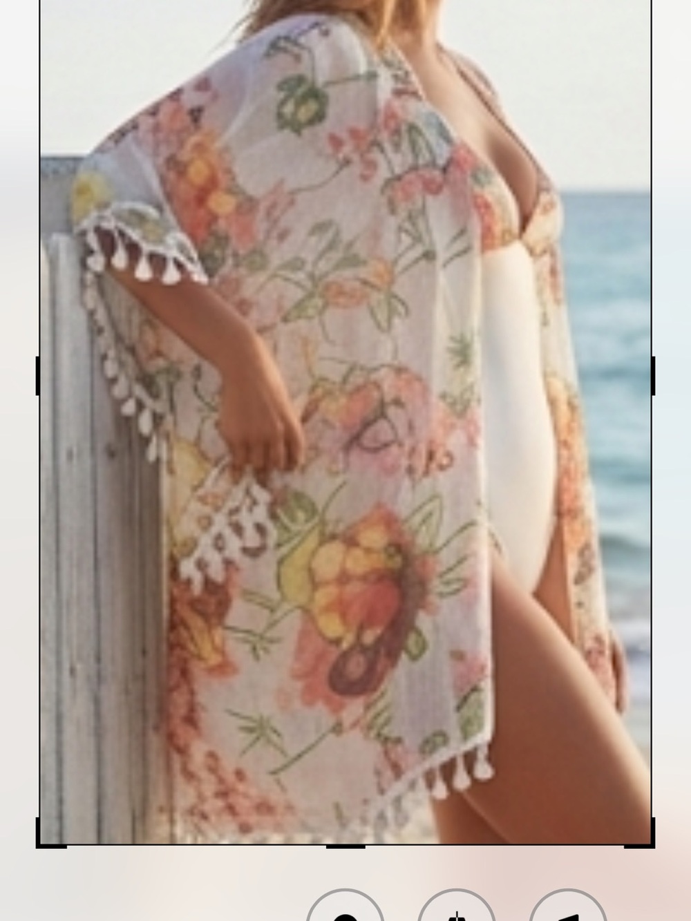 Floral Sheer Beach Kimono Cover-Up in White and Pastel Prints